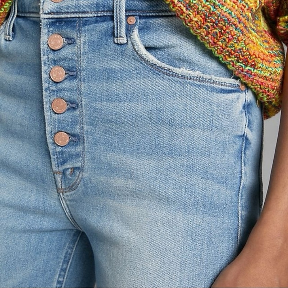 MOTHER High Rise Light Blue Button-Fly Jeans - Picture 4 of 16